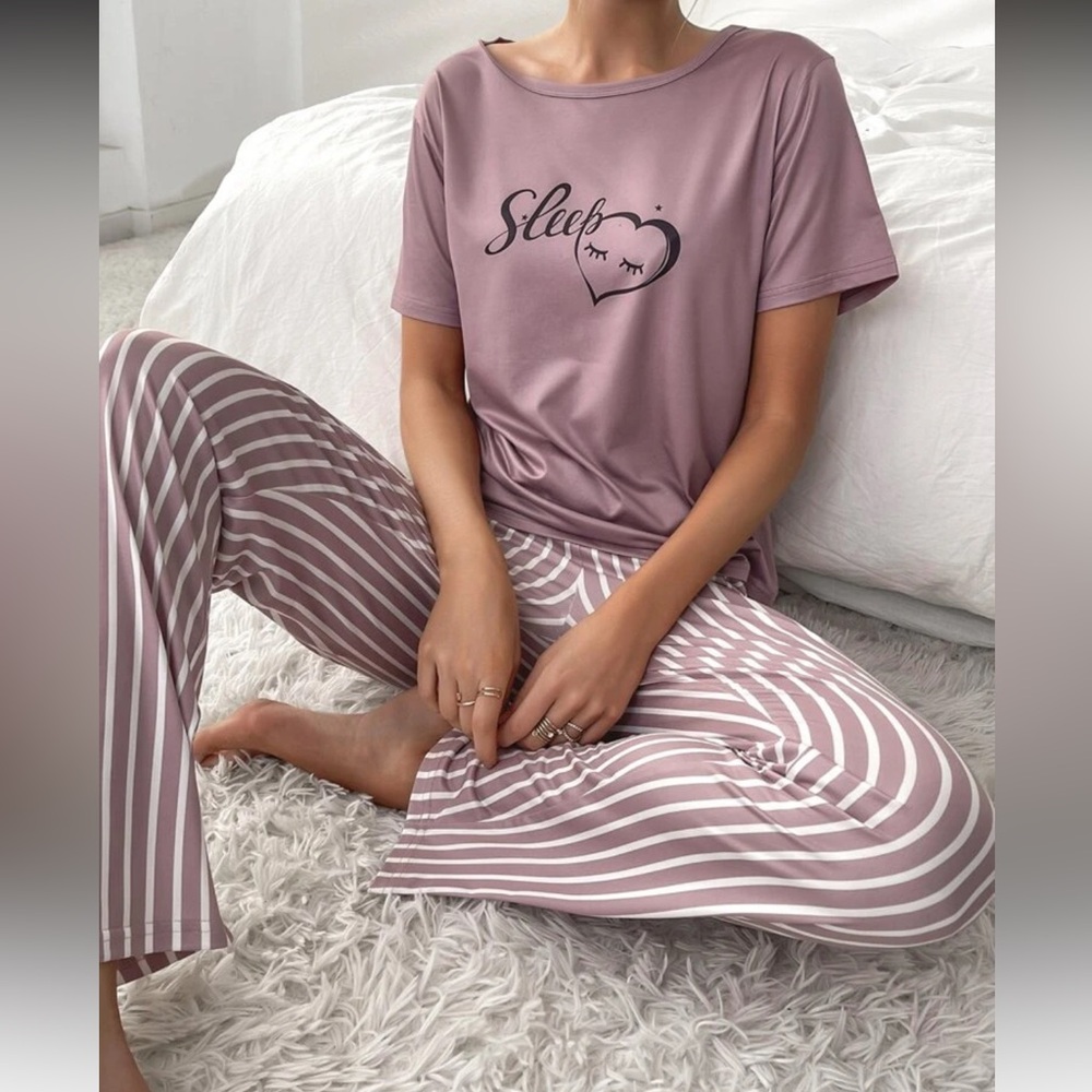 Striped Mauve Sleepwear Set